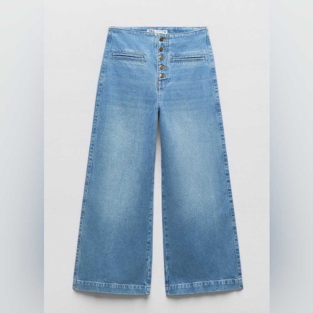 ZARA High Rise Z1975 Wide Leg Jeans – Size 26 (US 2) – Mid Blue